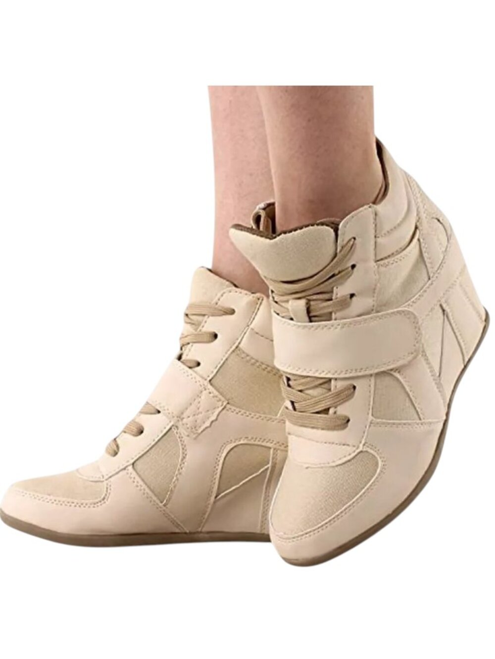 Top Moda Sammy-40 High Top Hidden Wedge Lace-Up Sneaker Size 5